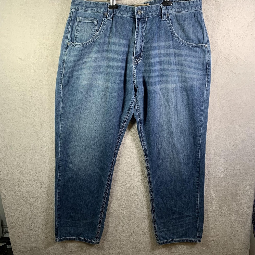 Rock & Roll Cowboy Tuf Cooper Jeans Mens 40x32 Blue Relaxed Stretch Tapered